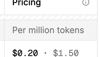 Pricing per million tokens ranges from 0.20 to 1.50.